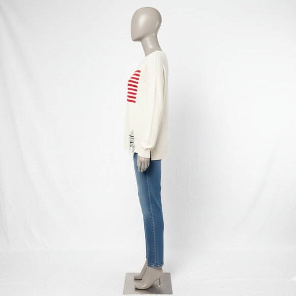 NWT Peace Love World Love Unites Us Americana Sweater Pristine Ivory M - Picture 6 of 13